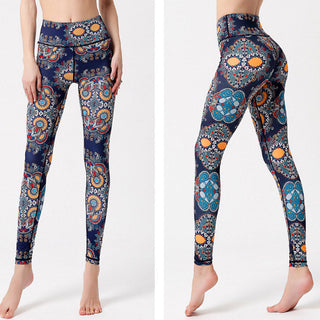 Buddha Gift Flowers Leaves Birds Print Pants Sports Fitness Yoga Dance Leggings Women's Yoga Pants