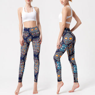 Buddha Gift Flowers Leaves Birds Print Pants Sports Fitness Yoga Dance Leggings Women's Yoga Pants
