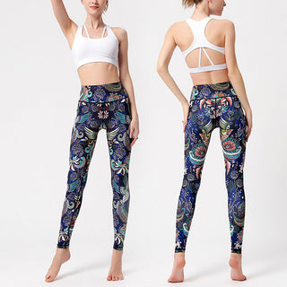 Buddha Gift Flowers Leaves Birds Print Pants Sports Fitness Yoga Dance Leggings Women's Yoga Pants