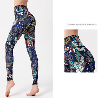Buddha Gift Flowers Leaves Birds Print Pants Sports Fitness Yoga Dance Leggings Women's Yoga Pants