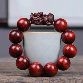 Buddha Gift Small Leaf Red Sandalwood PiXiu Protection Bracelet
