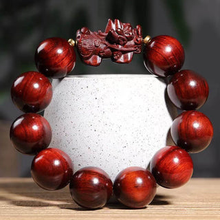 Buddha Gift Small Leaf Red Sandalwood PiXiu Protection Bracelet