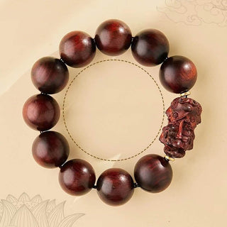 Buddha Gift Small Leaf Red Sandalwood PiXiu Protection Bracelet