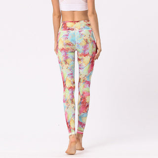 Buddha Gift Multicolored Print Flowers Pants Sports Exercise Fitness High Waist Leggings Women's Yoga Pants