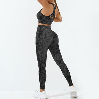 Buddha Gift 2Pcs Seamless Print Fitness Crop Tank Top Pants Sports Gym Outfits Women's Yoga Sets