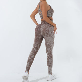 Buddha Gift 2Pcs Seamless Print Fitness Crop Tank Top Pants Sports Gym Outfits Women's Yoga Sets