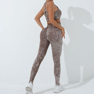 Buddha Gift 2Pcs Seamless Print Fitness Crop Tank Top Pants Sports Gym Outfits Women's Yoga Sets
