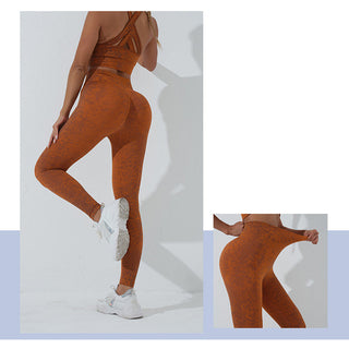 Buddha Gift 2Pcs Seamless Print Fitness Crop Tank Top Pants Sports Gym Outfits Women's Yoga Sets