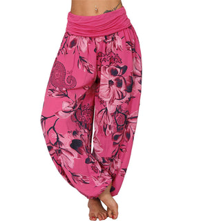 Buddha Gift Flower Leaves Pattern Loose Harem Trousers Women's Yoga Pants