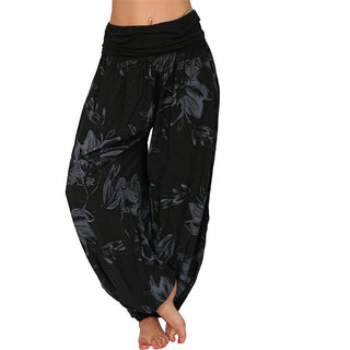Buddha Gift Flower Leaves Pattern Loose Harem Trousers Women's Yoga Pants