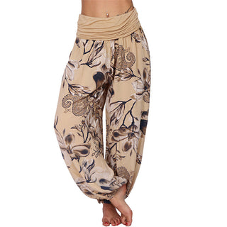 Buddha Gift Flower Leaves Pattern Loose Harem Trousers Women's Yoga Pants