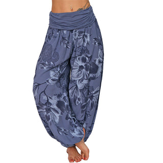 Buddha Gift Flower Leaves Pattern Loose Harem Trousers Women's Yoga Pants