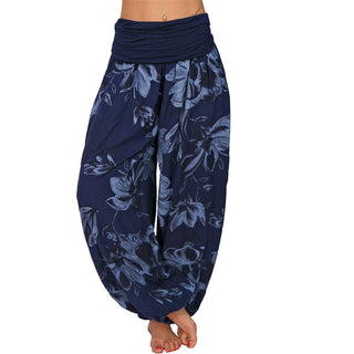 Buddha Gift Flower Leaves Pattern Loose Harem Trousers Women's Yoga Pants