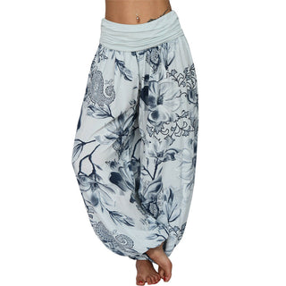 Buddha Gift Flower Leaves Pattern Loose Harem Trousers Women's Yoga Pants