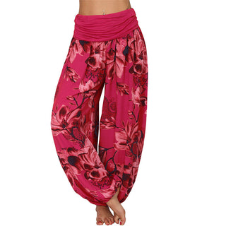 Buddha Gift Flower Leaves Pattern Loose Harem Trousers Women's Yoga Pants