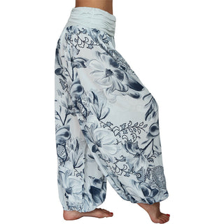 Buddha Gift Flower Leaves Pattern Loose Harem Trousers Women's Yoga Pants