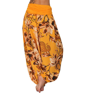 Buddha Gift Flower Leaves Pattern Loose Harem Trousers Women's Yoga Pants