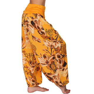 Buddha Gift Flower Leaves Pattern Loose Harem Trousers Women's Yoga Pants