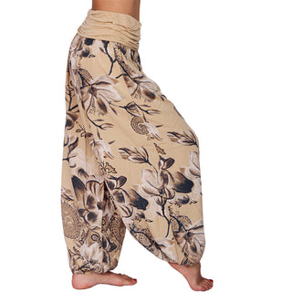 Buddha Gift Flower Leaves Pattern Loose Harem Trousers Women's Yoga Pants