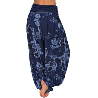 Buddha Gift Flower Leaves Pattern Loose Harem Trousers Women's Yoga Pants