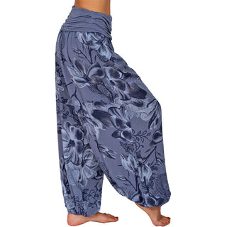 Buddha Gift Flower Leaves Pattern Loose Harem Trousers Women's Yoga Pants