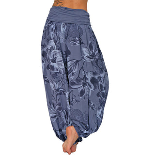 Buddha Gift Flower Leaves Pattern Loose Harem Trousers Women's Yoga Pants