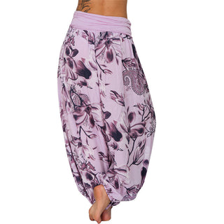 Buddha Gift Flower Leaves Pattern Loose Harem Trousers Women's Yoga Pants