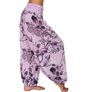 Buddha Gift Flower Leaves Pattern Loose Harem Trousers Women's Yoga Pants