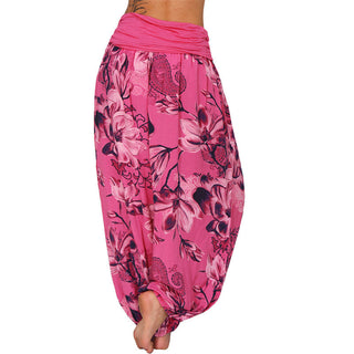 Buddha Gift Flower Leaves Pattern Loose Harem Trousers Women's Yoga Pants
