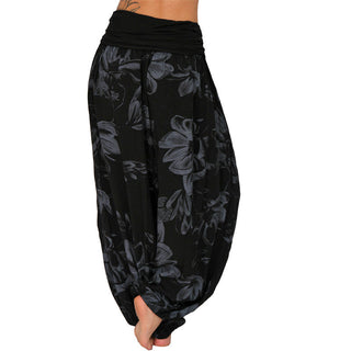 Buddha Gift Flower Leaves Pattern Loose Harem Trousers Women's Yoga Pants