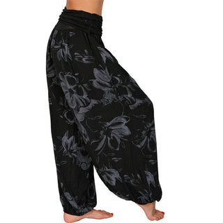 Buddha Gift Flower Leaves Pattern Loose Harem Trousers Women's Yoga Pants