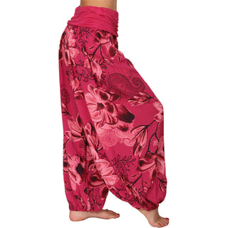 Buddha Gift Flower Leaves Pattern Loose Harem Trousers Women's Yoga Pants