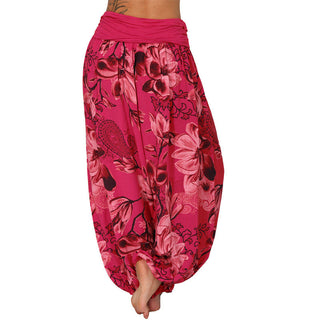 Buddha Gift Flower Leaves Pattern Loose Harem Trousers Women's Yoga Pants