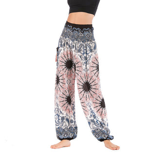 Buddha Gift Geometric Mandala Pattern Loose Harem Trousers High Waist Women's Yoga Pants