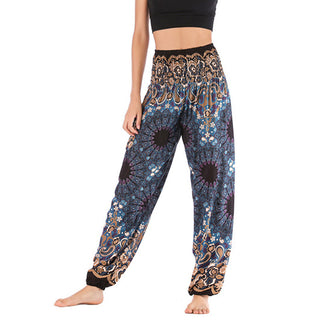 Buddha Gift Geometric Mandala Pattern Loose Harem Trousers High Waist Women's Yoga Pants