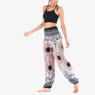 Buddha Gift Geometric Mandala Pattern Loose Harem Trousers High Waist Women's Yoga Pants