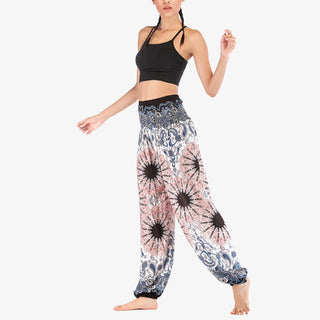 Buddha Gift Geometric Mandala Pattern Loose Harem Trousers High Waist Women's Yoga Pants