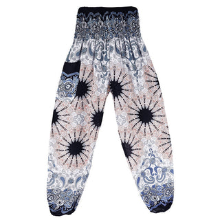 Buddha Gift Geometric Mandala Pattern Loose Harem Trousers High Waist Women's Yoga Pants