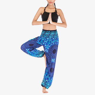 Buddha Gift Geometric Mandala Pattern Loose Harem Trousers High Waist Women's Yoga Pants