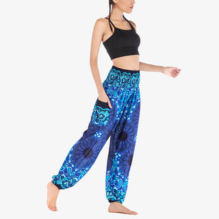 Buddha Gift Geometric Mandala Pattern Loose Harem Trousers High Waist Women's Yoga Pants