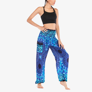 Buddha Gift Geometric Mandala Pattern Loose Harem Trousers High Waist Women's Yoga Pants