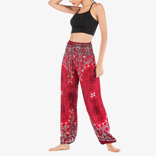 Buddha Gift Geometric Mandala Pattern Loose Harem Trousers High Waist Women's Yoga Pants