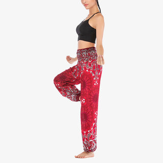 Buddha Gift Geometric Mandala Pattern Loose Harem Trousers High Waist Women's Yoga Pants