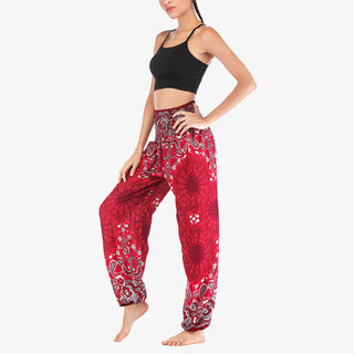 Buddha Gift Geometric Mandala Pattern Loose Harem Trousers High Waist Women's Yoga Pants