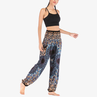 Buddha Gift Geometric Mandala Pattern Loose Harem Trousers High Waist Women's Yoga Pants
