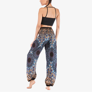 Buddha Gift Geometric Mandala Pattern Loose Harem Trousers High Waist Women's Yoga Pants
