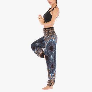 Buddha Gift Geometric Mandala Pattern Loose Harem Trousers High Waist Women's Yoga Pants