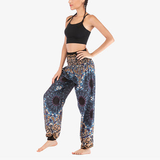 Buddha Gift Geometric Mandala Pattern Loose Harem Trousers High Waist Women's Yoga Pants