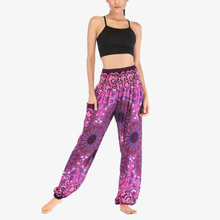 Buddha Gift Geometric Mandala Pattern Loose Harem Trousers High Waist Women's Yoga Pants