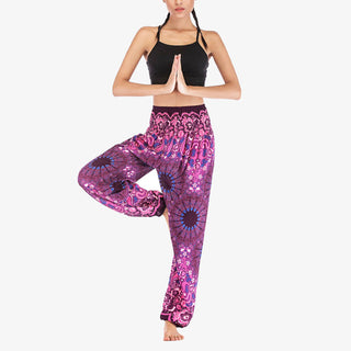 Buddha Gift Geometric Mandala Pattern Loose Harem Trousers High Waist Women's Yoga Pants